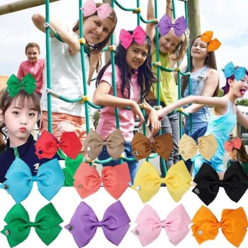 2PCS/ Solid 5Inch Hair Bow Hair clip Handmade Ribbon With Alligator Clip Children HAIR accessories