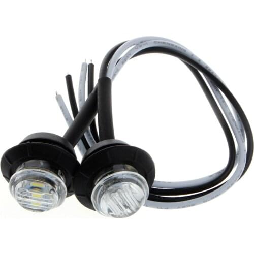 2X Mini White 3/4" Round Side 3 LED Marker Trailer Car Bullet Light Waterproof