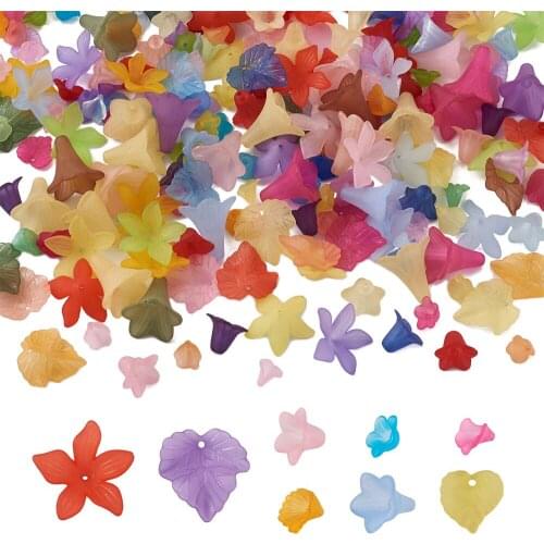 240pcs/box Transparent Acrylic Beads Flower Maple Leaf Frosted Beads For Jewelry DIY Bracelet Necklace Earrings Accessories