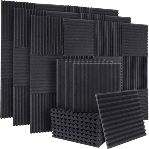 50Pcs Acoustic Soundproof Foam Sound Absorbing Panels Sound Insulation Panels Wedge For Studio Walls Ceiling,1X12x12inch