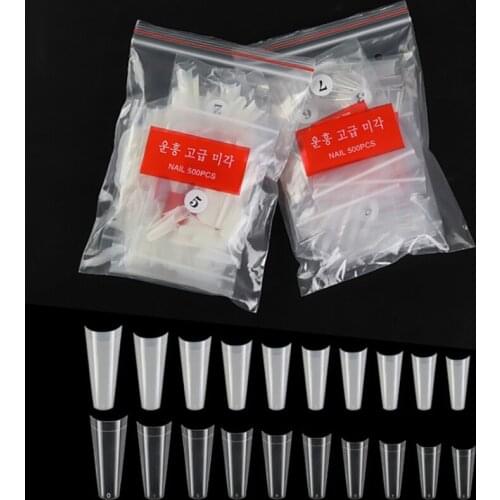 500pcs/pack Acrylic False Nail Tips French European Style Transparent/ White Nails Fake Nail Supplies For Professionals New