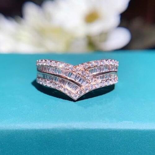 AEAW 18k white gold 0.6CT GF Color Jewelry Radiant Cut Round cut Diamond Full Eternity Engagement Wedding Rings For Women