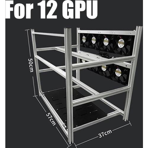Aluminum 6/8/12 GPU Stackable Open Air Mining Case Computer Frame for BTC ETH Rig Bracket Open Frame GPU Case 2021 New