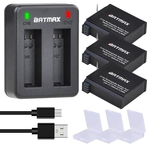 Batmax AHDBT-401 AHDBT 401 3pcs for Gopro Hero 4 Rechargeable Battery +Dual Charger Port Home for Gopro Hero4 HD Camera P0019279