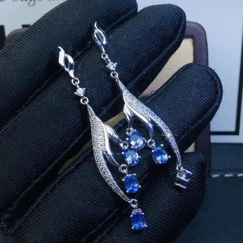 Free shipping Natural and real anzanite 925 sterling silver Earring Fashion Earring