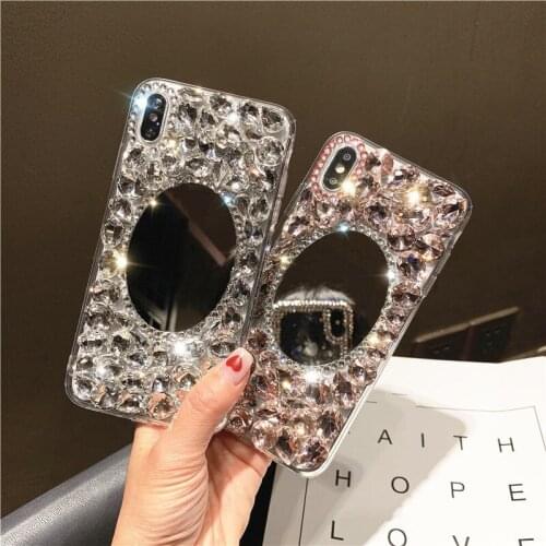 Phone Case For Huawei P9 P10 P20 P30 Mate 9 20 20X 30 Pro Glass Rhinestone Mirror Cases Bling Funda Telefon Crystal Clear Stone