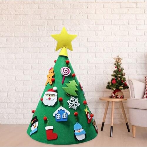 DIY Felt Christmas Tree Stereoscopic Christmas Door Wall Hanging Ornaments Decorative Xmas Children Kids New Year Gifts Party