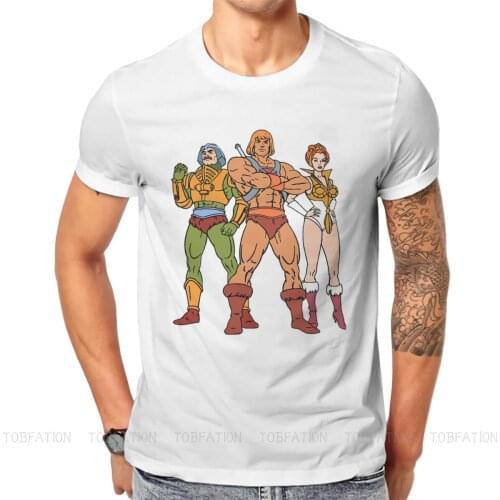 MotU Trinity O Neck TShirt He-Man and the Masters of the Universe Battle Cat Grayskull Anime Pure Cotton T Shirt Mans Clothes