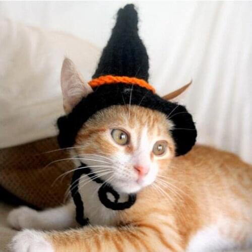 Halloween Pet Dress Up Hat Warm Little Wizard Style Hat Christmas Cat Ornament Hat Christmas Tree Style Dress Up Pet Knitted Hat