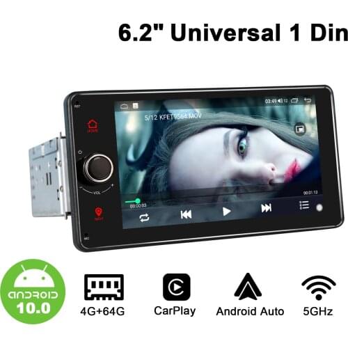 JOYING Car Radio Pantalla 1 din Android 10 Autoradio Stereo 6.2"Universal Head Unit 4GB+64GB GPS Multimedia player 4G Carplay