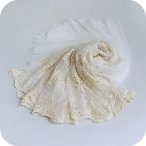 120x100cm Beige Mesh Embroidered Lace Large Hem Skirt Skirt Lace Childrens Clothing Unilateral Fabric Accessories