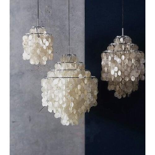 Natural shell lamp E27 Lights Dia 26/30/45cm white chandelier Shell lamps for bedroom home living room kitchen island lighting