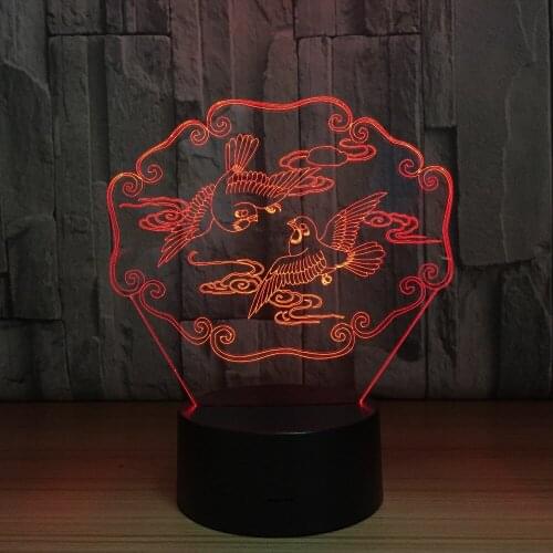 Mandarin Ducks 3D LED Illusion Night Light Animal USB Table Lamp Colorful Hologram Lamp for Wedding Party Decor Lovers Gift