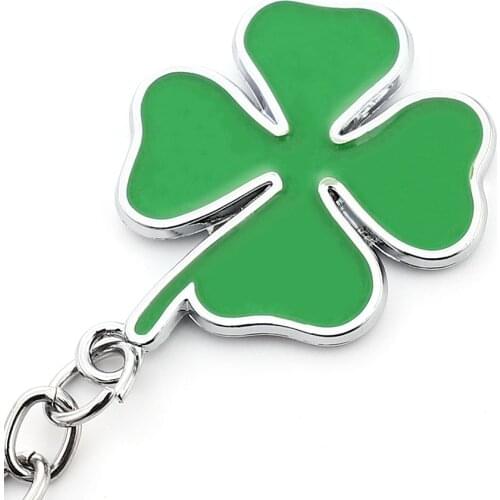 Green Four Leaf Clover Metal Car Keychain Keyring for Alfa Romeo GT Giulia Giulietta Stelvio Mito Ford Lucky Pendant Car Styling