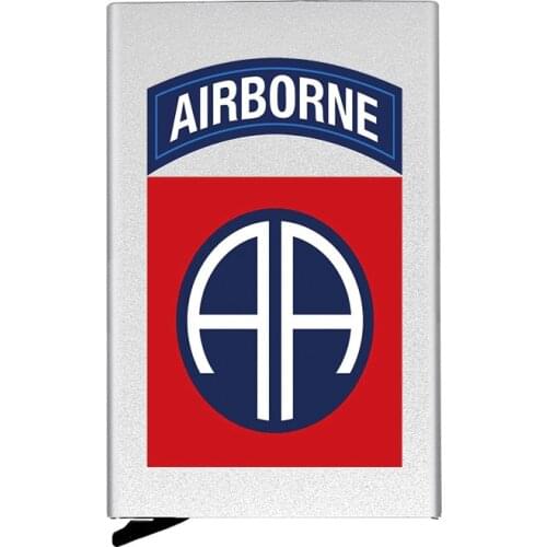 Metal Case US 82nd Airborne Division Printing Credit Card Holder Men Slim Anti Protect Travel ID Cardholder Women Rfid Wallet