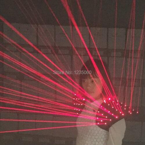Fashion Red Laser Man Luminous Light Up Shoulder Ballroom Gloves Glasses Laserman Dance Costume For Laser Show Party Clothes