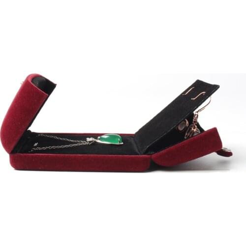 New High-end Red Wine Velet Secret Button Jewelry Ring Pendant Packaging Gift Box For Female Birthday Travel Portable Jewellery
