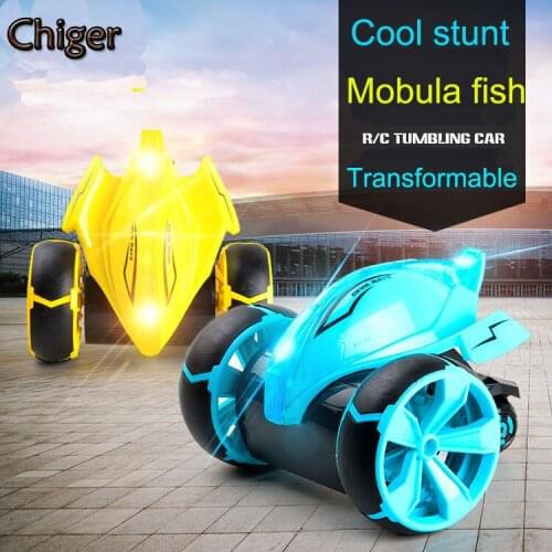 Chiger New 2.75G RC tumbling Vehicle Mobula Crazy Devil Fish Monster Spin Stunt Car Sparkle LED Light RC Car Toy kids gifts