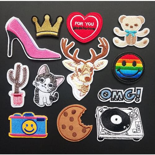 Cute Animal Embroidery Patches Iron On Patch Embroidered Patchs Badge Appliques For Clothing Stickers Backpack Bags