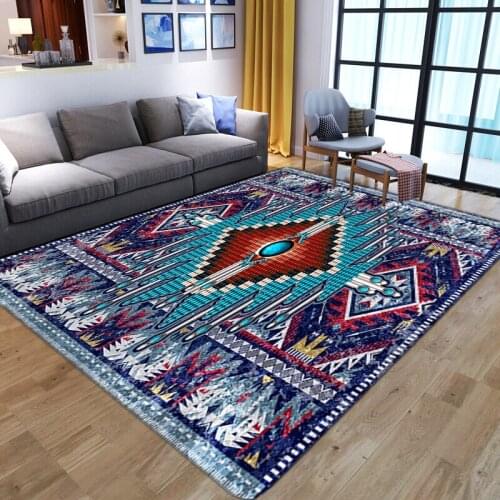 Persia Retro Geometry Carpet Soft Flannel Bedroom Non-Slip Area Rugs Bohemia Vintage Parlor Floor Mat Home Decoration Large Rug
