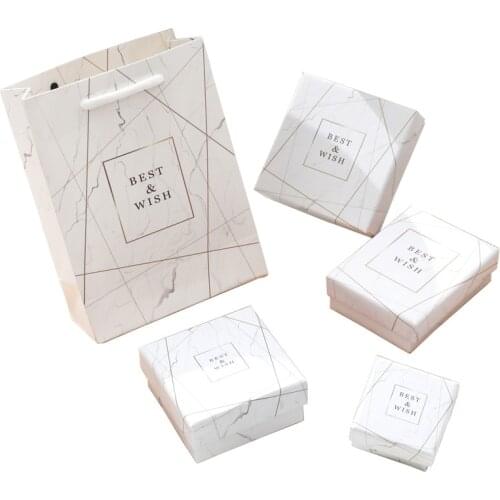 Handmade Jewelry Gift Box "best" Marble Packaging for Bracelet Necklace Ring Earring Wedding Bride Present Jewelry Storage Boxes