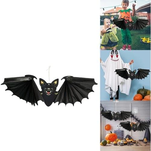 Halloween Paper Bat Hanging Ornament Props for Halloween Decoration Festival Party Bar Haunted House Indoor Decor