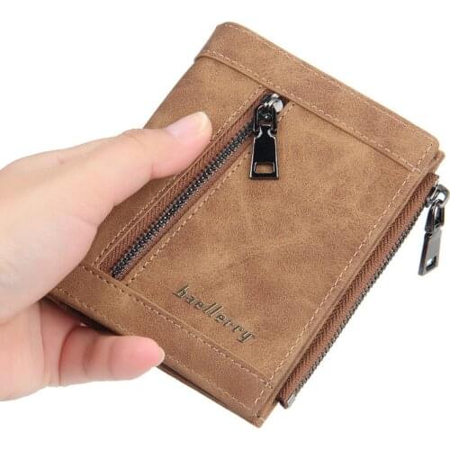 Baellerry Wallet Zipper Men Wallets Designer pu leather Men card holder Thin Wallet with Coin Bag Small Money Purses Wallets