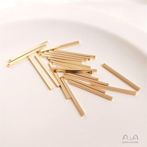 14K Gold Filled Earstick Earstick copper plated real gold square tube pendant handcrafted necklace earring pendant DIY material