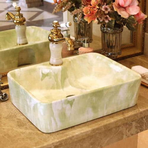 Rectangular Europe Vintage Style Art wash basin Ceramic Counter Top Wash Basin Bathroom Sinks bathroom sink designs