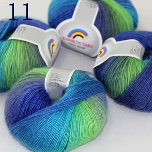 Sale Soft 4X50gr balls Cashmere Wool Colorful Rainbow Wrap Shawl DIY Hand Knit Yarn 524-11 Blue Turquoise Navy Green
