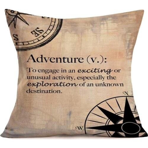 ShareJ Geography Theme Throw Pillow Covers Map Art Throw Pillow Cases Inspirational Quotes Couch Covers 18 X 18 Inch for Home