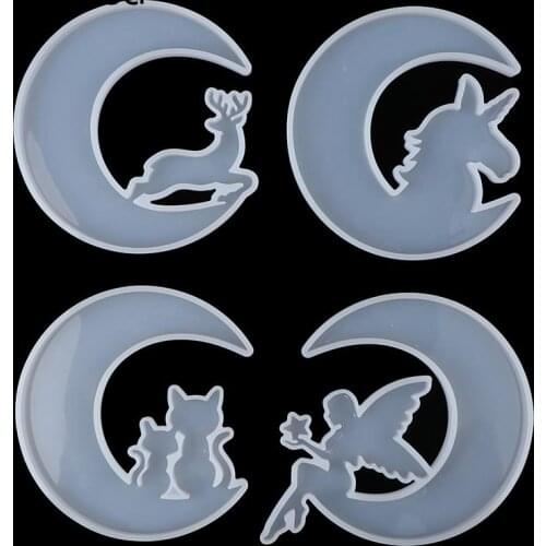 DIY Crafts Angel Moon Silicone Mold For Resin Decoration Making Tool Resin Crystal Epoxy Mold Animal Moon Casting Silicone Mould