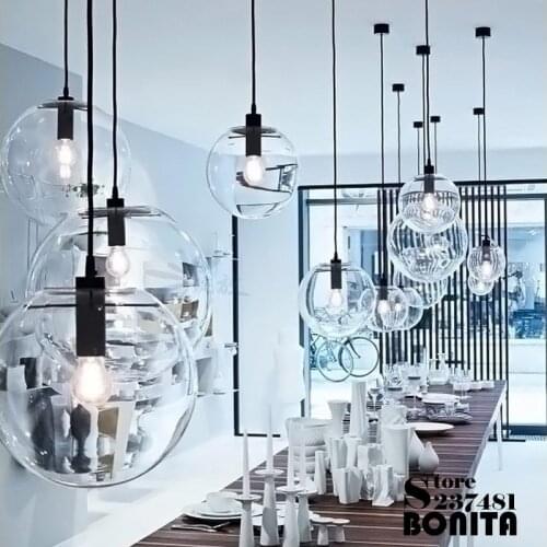 Modern minimalist Trigeminal glass ball hanging lights bedroom Bubble transparent glass sphere pendant lamp nordic LED droplight