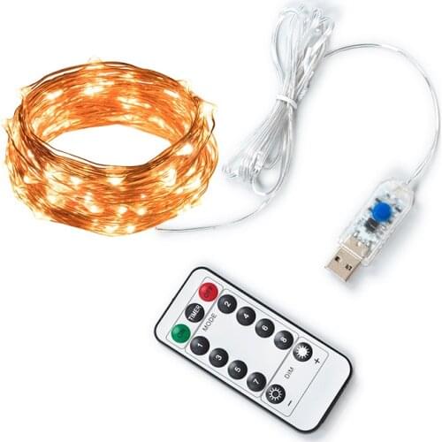 5M LED String Light Christmas Decoration Remote Control USB Wedding Garland Curtain Lamp Holiday for Bedroom Bulb Outdoor Fairy