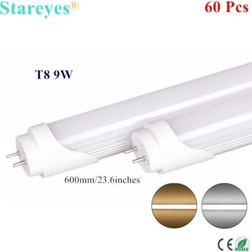 Free shipping 60 pcs 9W 60cm T8 LED Tube lamp Light High brightness Epistar SMD2835 25LM/PC 44 led / PC 790LM AC170-265V