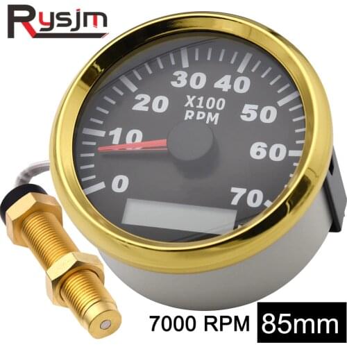 85mm Boat Motorcycle Tachometer + Sensor 0~7000 RPM REV Counter for Outboard Motor Boat Auto Tach Electric Motor Tacho 9~32V