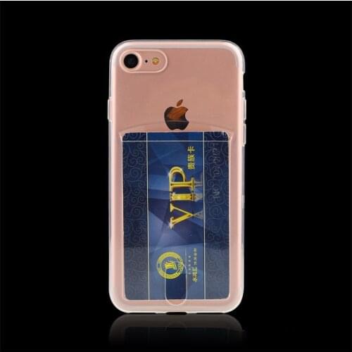 Ultrn thin Transparent Soft TPU Silicone Case For iPhone 6 6s Plus 7 Plus With Credit Card Slot Clear Cover 100pcs DHL ship