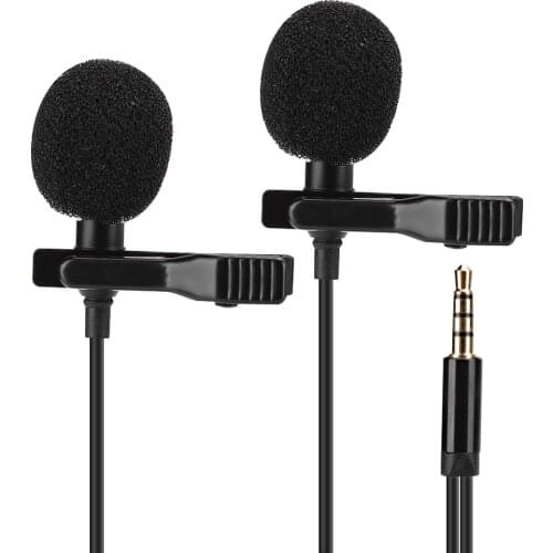 Universal Mini Two Head Collar Clip Microphone Portable Wired 3.5mm Jack Hands-free Microphone For Smartphone Laptop