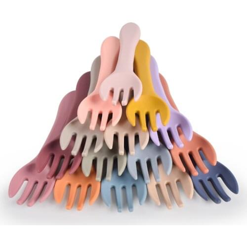 Baby Soft Silicone Fork Candy Color Safety Baby Learning Fork Non-Slip Utensils Children Kids Boy Girl Food Feeding Tools