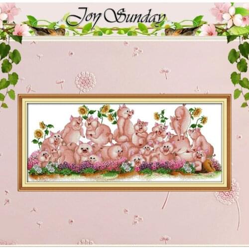 Song Of Pig Patterns Counted Cross Stitch 11CT 14CT Cross Stitch Set Wholesale Animals Cross-stitch Kits Embroidery Needlework