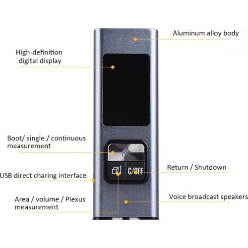 40M High Accuracy Portable Digital Metal Laser Rangefinder Distance Meter Pocket Size USB Rechargeable Range Finder Mini