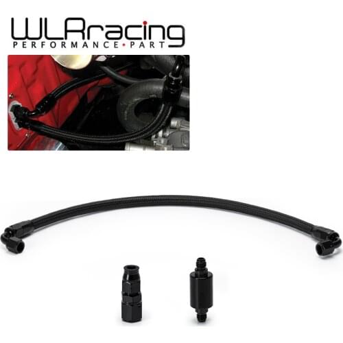 WLR - BLACK Tucked Fuel line fittings Kit - Inline Filter For Honda Civic Integra B/D Series AN6 Filter EG EK DC2 CRX EF