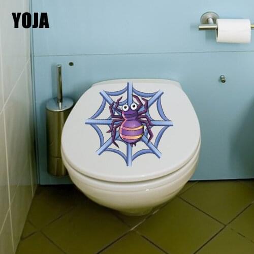 YOJA 22.7X23CM Funny Pattern Cartoon Wall Sticker Bedroom Home Decor Toilet Decal Cute Spider Web T5-1276