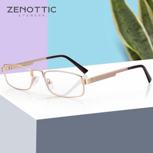 ZENOTTIC Alloy Glasses Frames Men Brand Designer Metal Eyeglasses Women High Quality Small Rectangle Optical Spectacles
