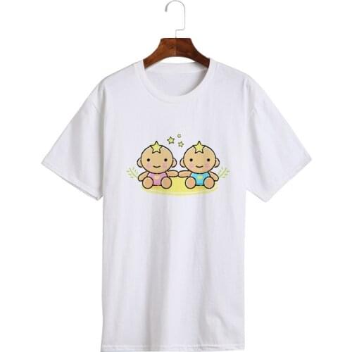 Womens Summer New Style T-Shirt Cute Cartoon Print T-Shirt Short Sleeves Round Collar Top White Fashion Casual T-Shirt