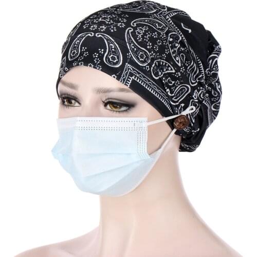 2021 Women Beanies With Buttons India Hat Muslim Cancer Chemo Hat Beanie Wrap Cap Fashion Tie-dye Hats