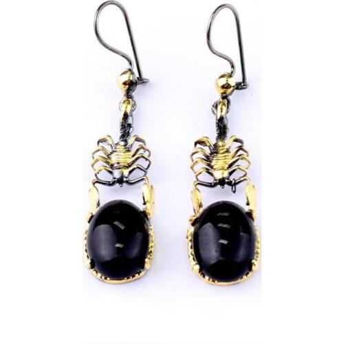 Women Agate Scorpion Shaped Drop Handmade Silver Gold Plated Special Design Gift Earrings, Silver Earrings, Handmade Gemstone