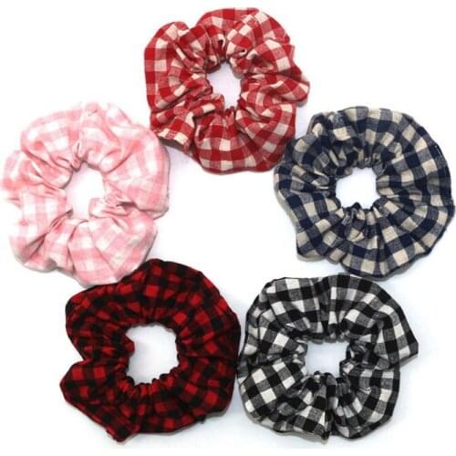 Ponytail Holder Headdress Plaid Headwear For Women Elastic Hair Ring Rubber Bands Accessories Soft Winter Scruniche