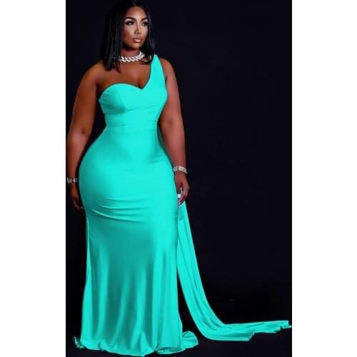 Inclined Shoulder Sleeveless Evening Party Dress Women Waist Shaped Backless Mermaid Dress Elegant Female Ribbons Club Dresses