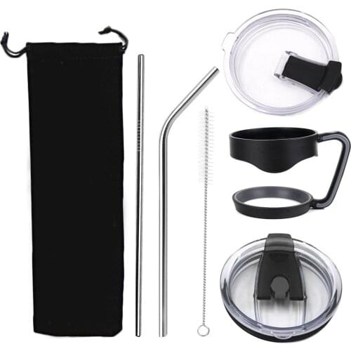 Behogar 1PCS Handle + 1PCS Leakproof Lid + 1PCS Straw Lid + 2PCS Straws + 1PCS Cleaning Brush + 1PCS Pouch for Yeti 30OZ Cups